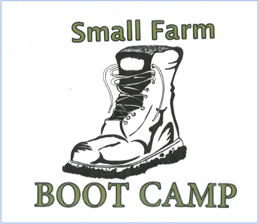 The logo of the Small Farm Boot Camp program, which is a boot.