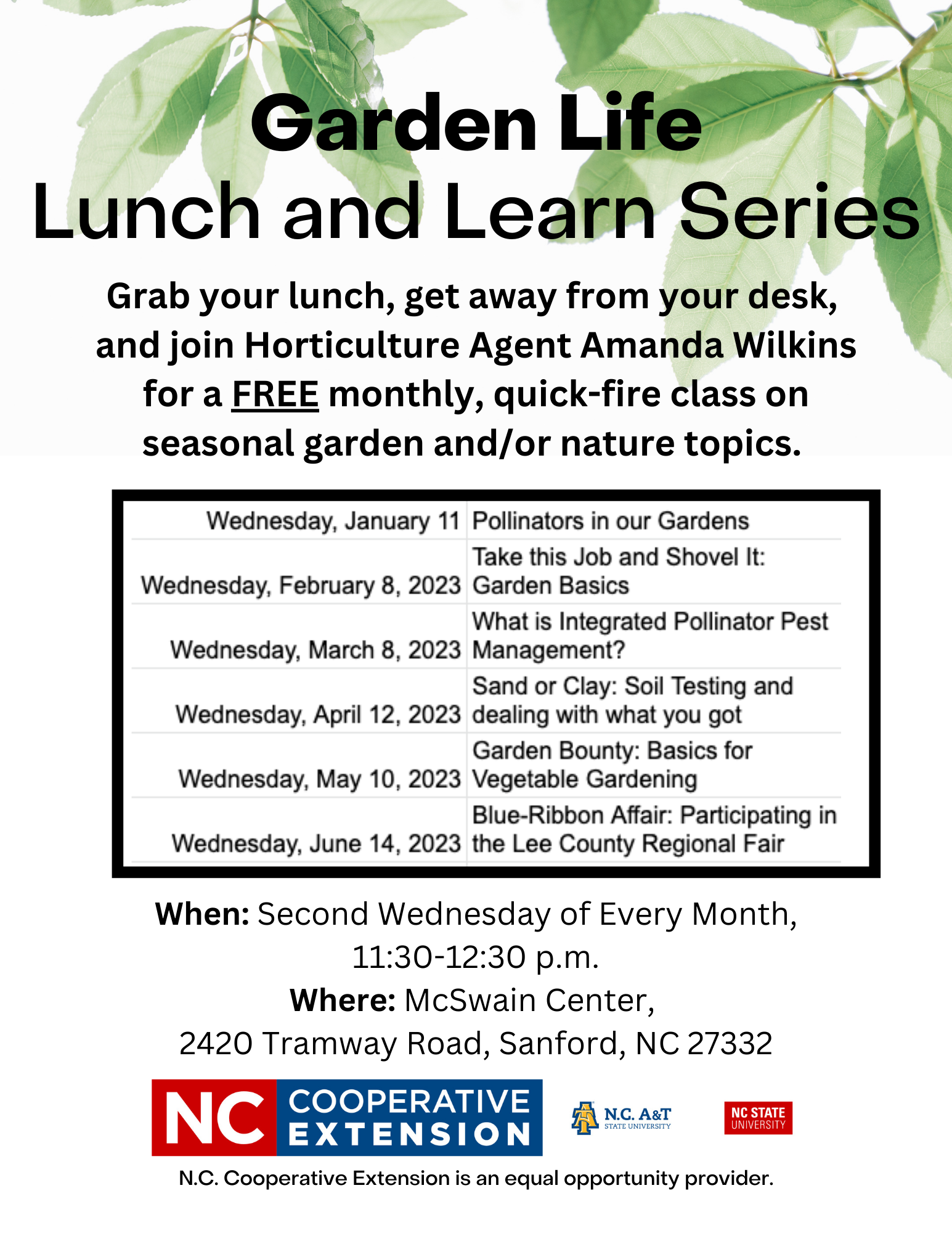 Garden Life Lunch and Learn Series- Jan to June 2023