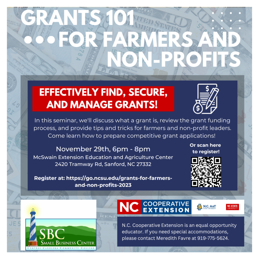 Grants 101 for Farmers and NonProfits N.C