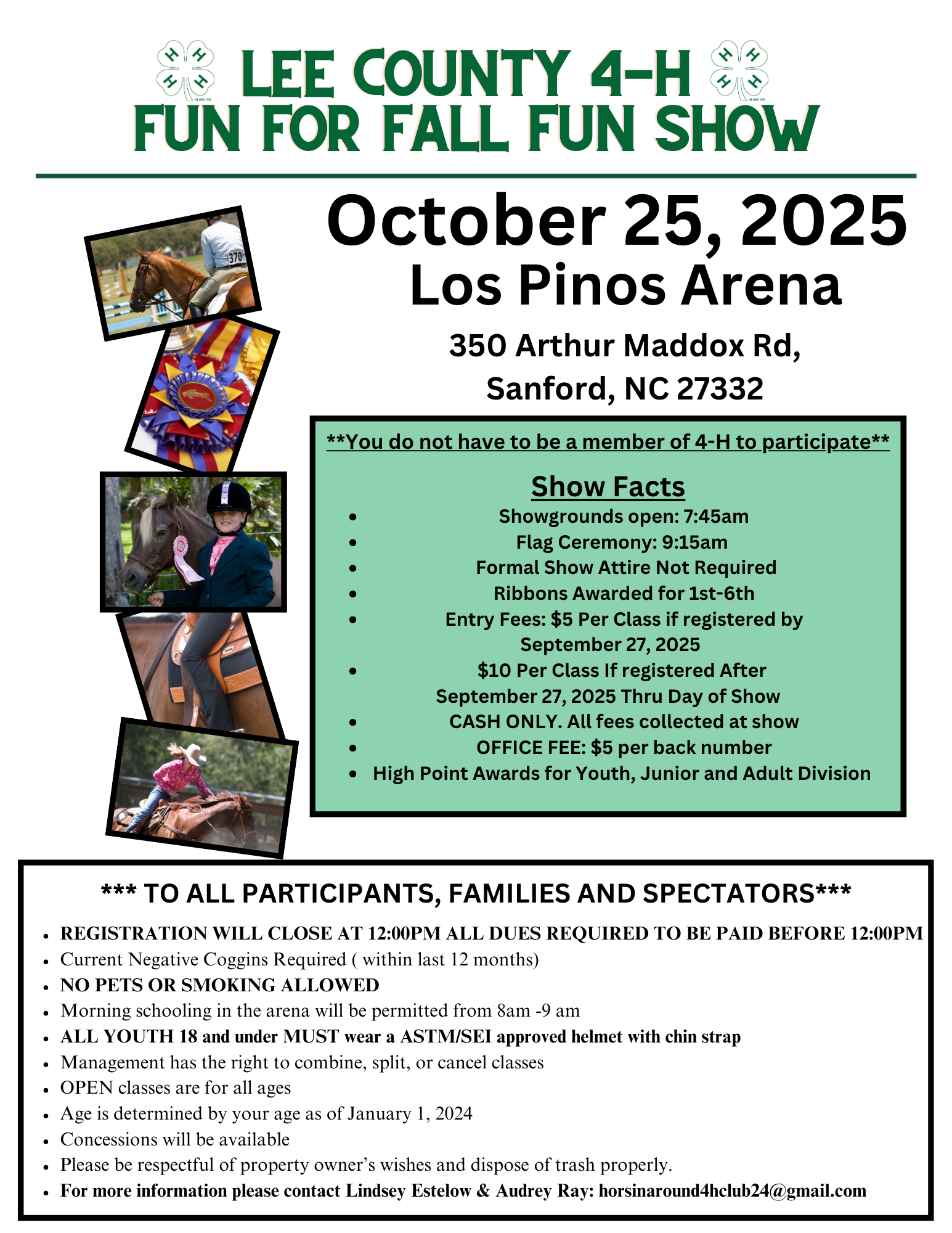 Horse show at los pinos arena in sanford nc