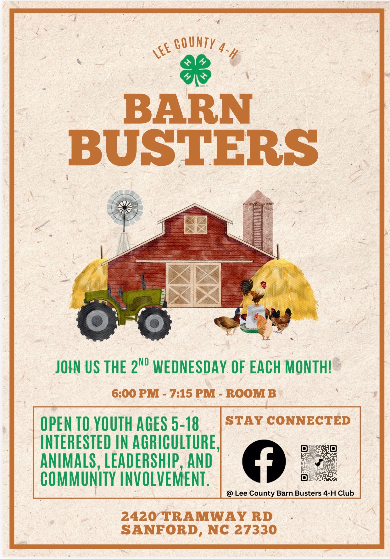 barn busters meet the 2nd wednesday of each month from 6-7:15